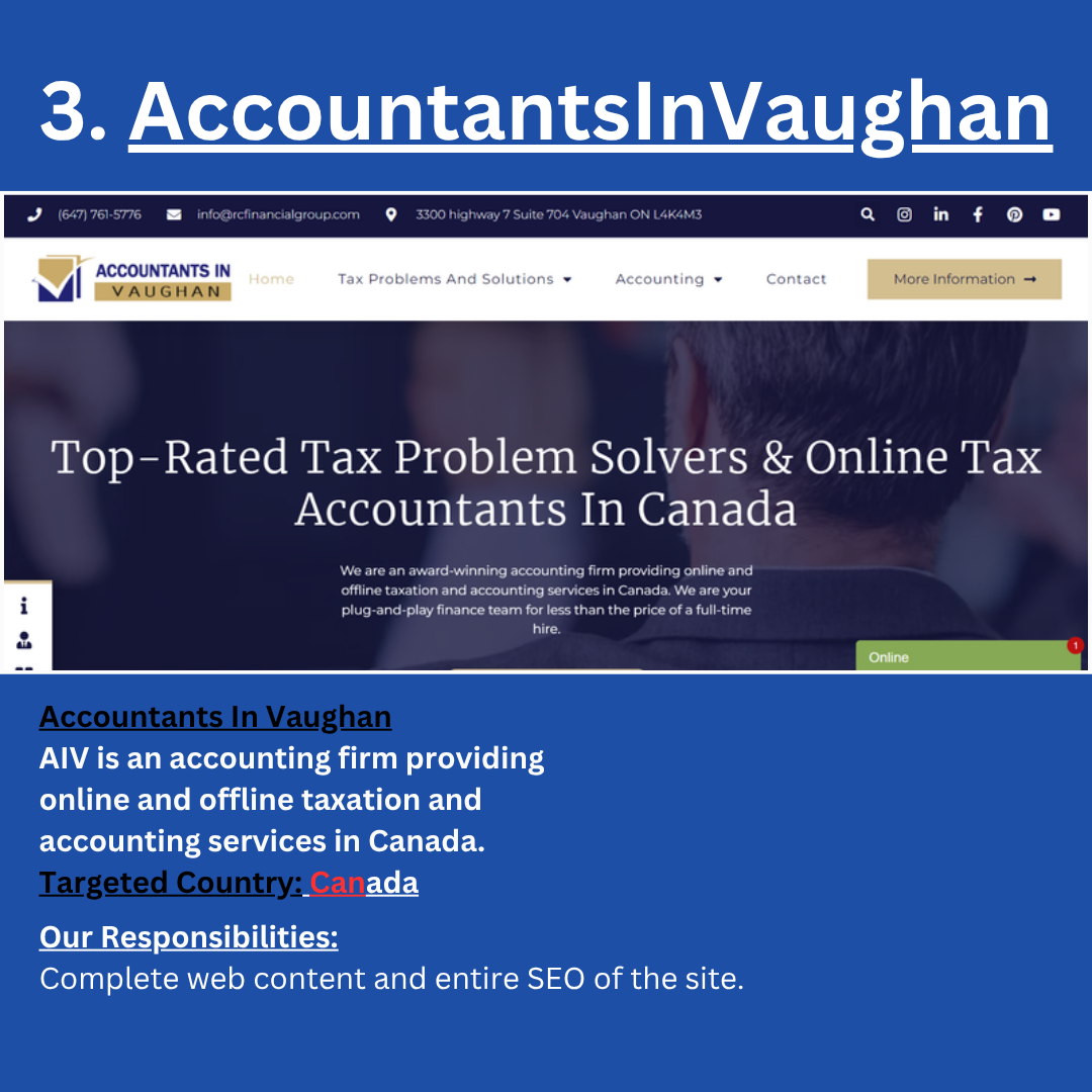 Accountants in Vaughan website and SEO project overview