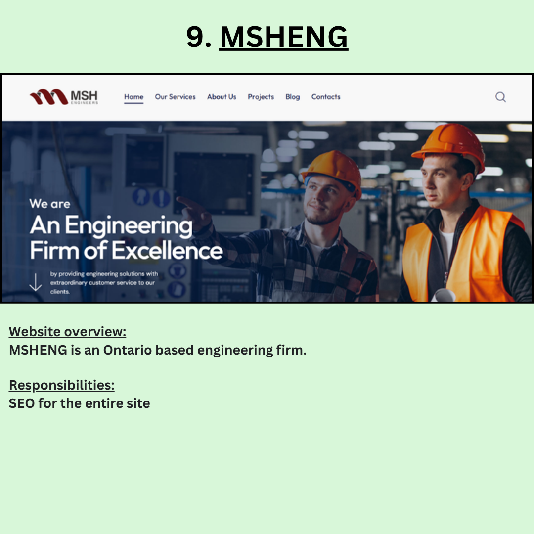 MSHENG engineering firm website and SEO project overview