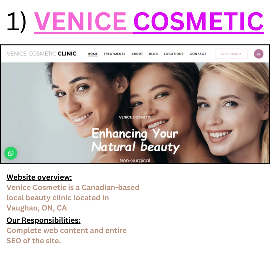 Venice Cosmetic website and SEO project overview