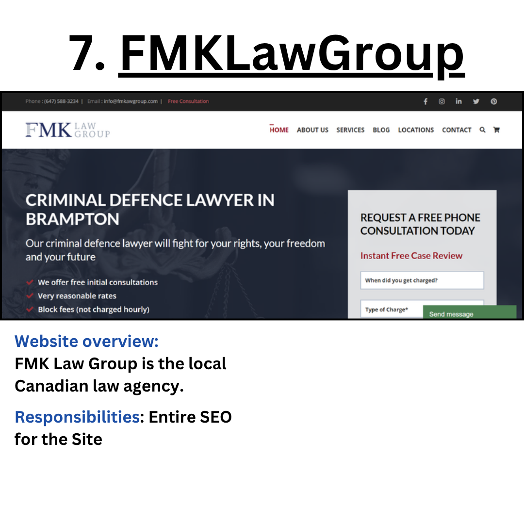 FMK Law Group criminal defence law firm website and SEO project overview